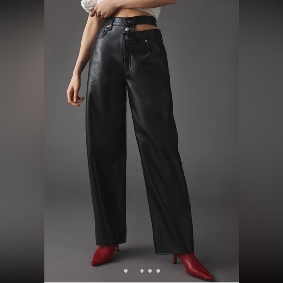 Agolde recycled leather broken waistband jeans - Picture 3 of 7